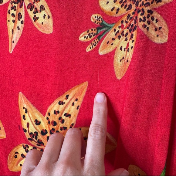 Anthropologie Farm Rio Red Floral Long Sleeve Dress Small - Picture 8 of 9